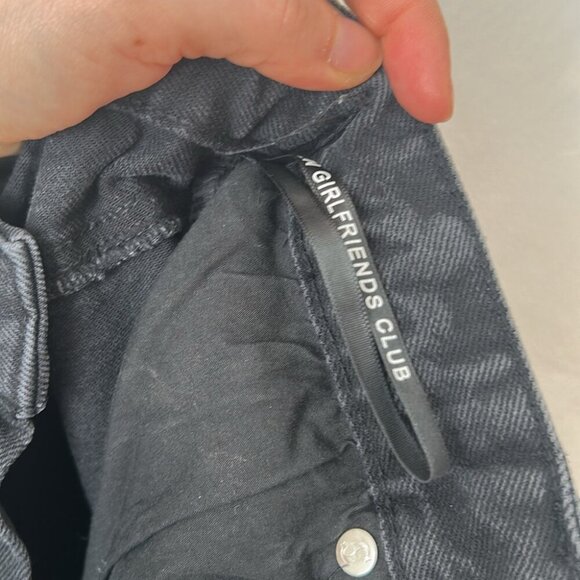 Stolen Girlfriends Club high rise taper black jeans with embossed leg sz XS - Picture 8 of 11